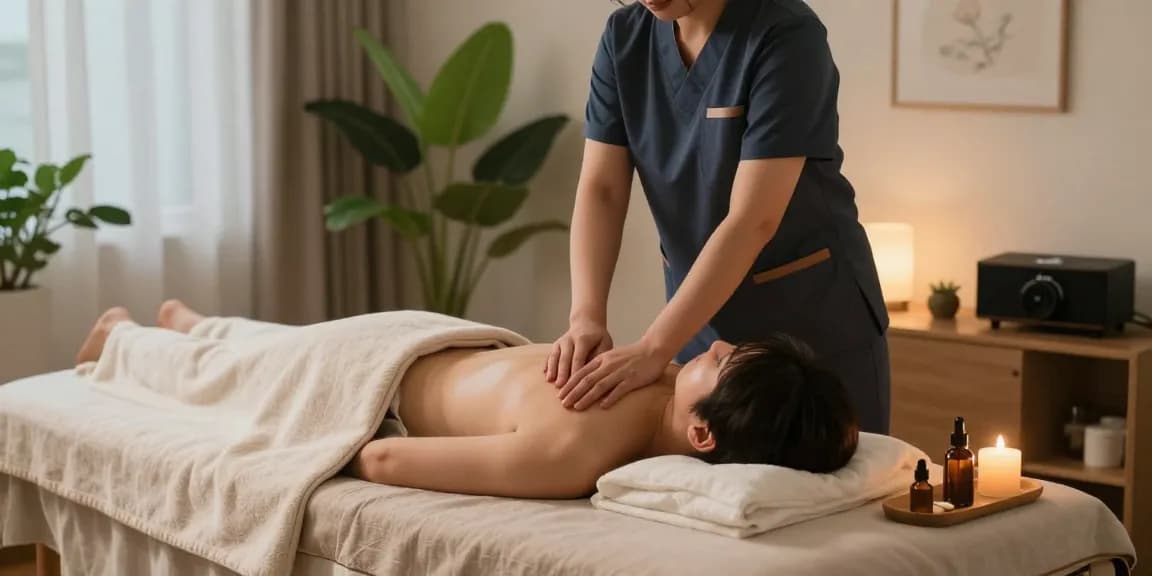 Experience premium 김포출장마사지 in a tranquil home setting, with a professional therapist creating a serene atmosphere.