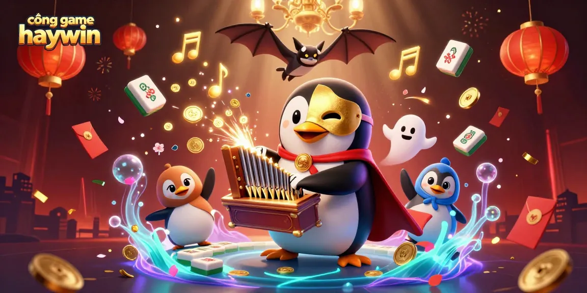 Explore the vibrant cổng game haywin world with a whimsical 3D penguin and magical casino elements!