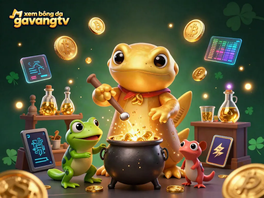 Engaging illustration showcasing xem bóng đá gavangtv with a vibrant alchemist scene and rich gambling elements.