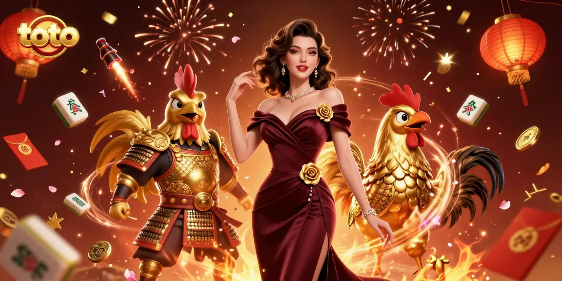 Toto enriches the casino experience with a vibrant 3D illustration featuring a glamorous woman and a golden rooster warrior.