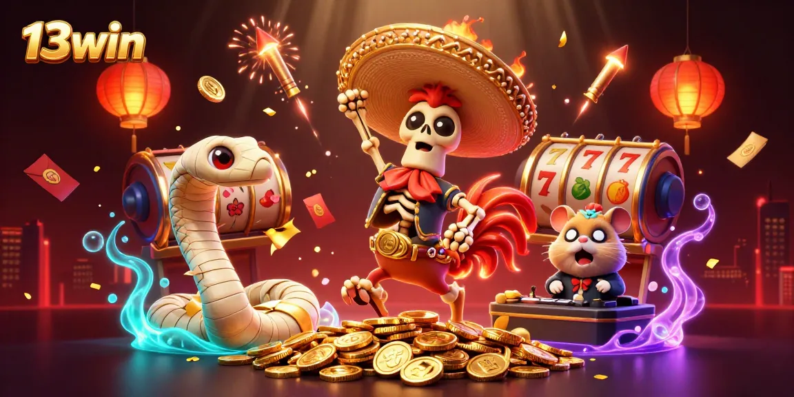 Experience thrilling gameplay with 13win's vibrant characters and dazzling slot reels.