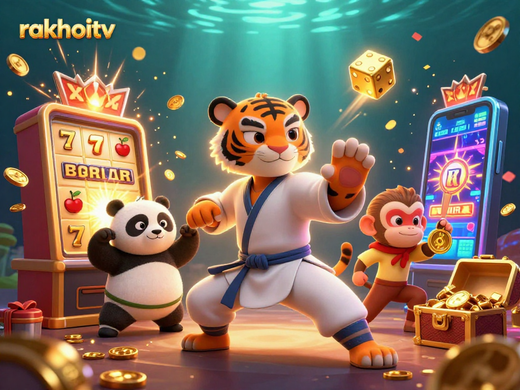 Experience thrilling action with rakhoitv as a kung fu tiger and panda disciple celebrate a jackpot explosion.