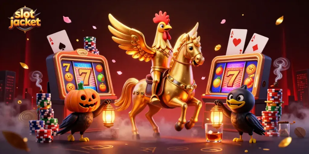 Experience the excitement of winning a slot jackpot in this vibrant casino scene featuring dynamic characters.