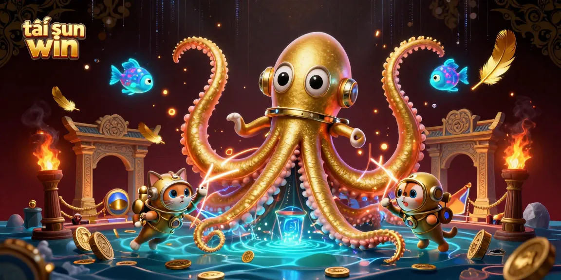 Join the excitement to tải sun win for thrilling casino games with a kraken and diving cat.