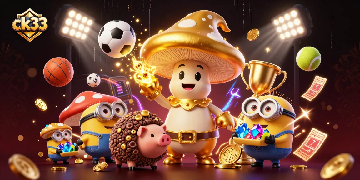 Engage with ck33 in this vibrant 3D illustration featuring a magical casino theme.