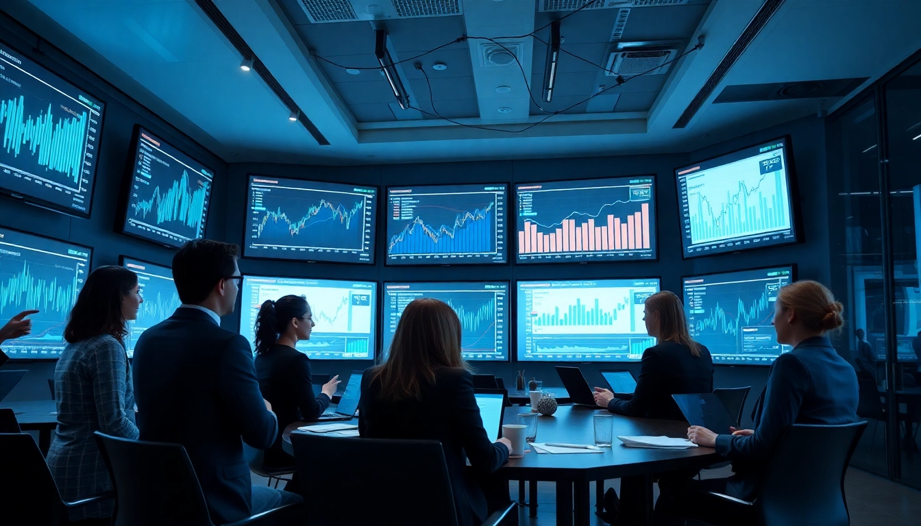Dynamic professional meeting focused on Dagens finansnyheter with diverse participants analyzing financial data.
