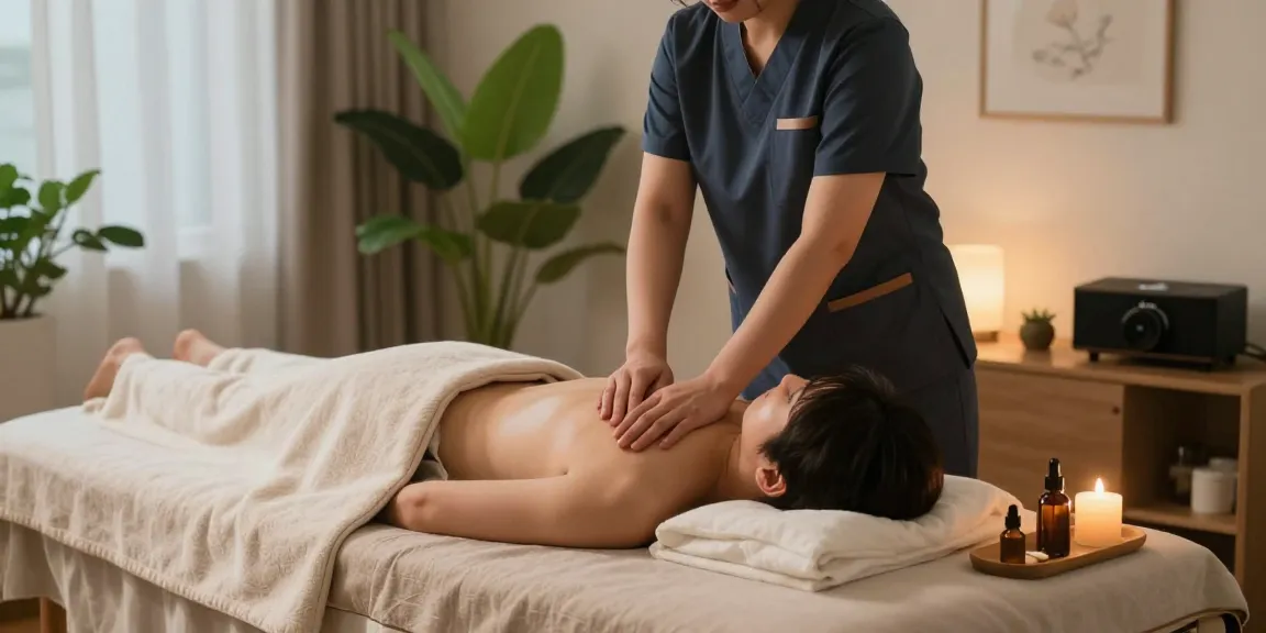 Experience premium 김포출장마사지 in a tranquil home setting, with a professional therapist creating a serene atmosphere.