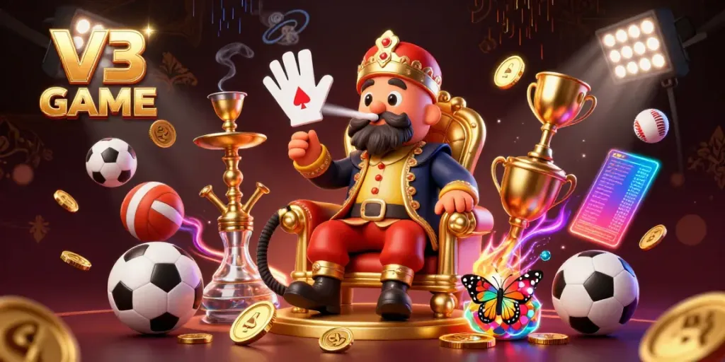 Experience V3 GAME thrills with captivating 3D characters and dynamic sports elements in an engaging casino scene.
