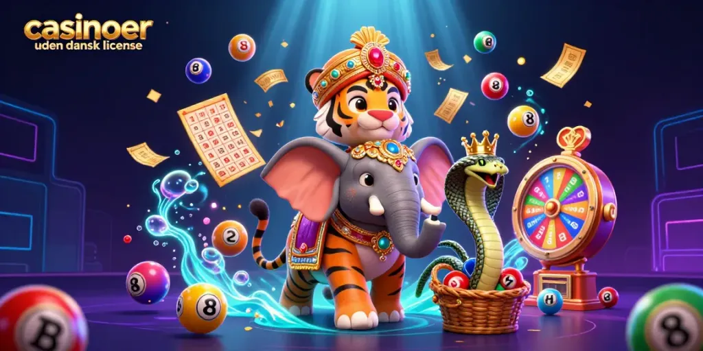 Experience vibrant gaming fun with casinoer uden dansk licens in this lively 3D scene of a tiger and elephant.