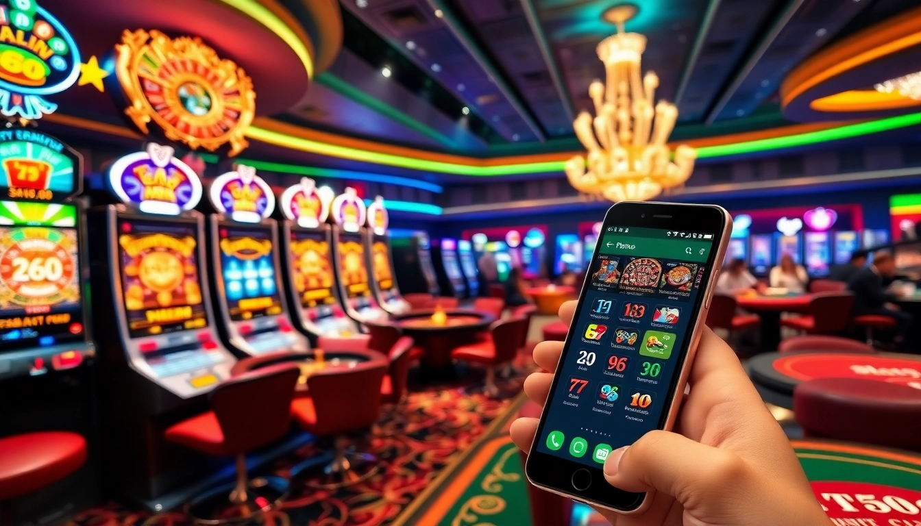 Experience the excitement of gambling with the tg88 app showcased in a vibrant casino setting.
