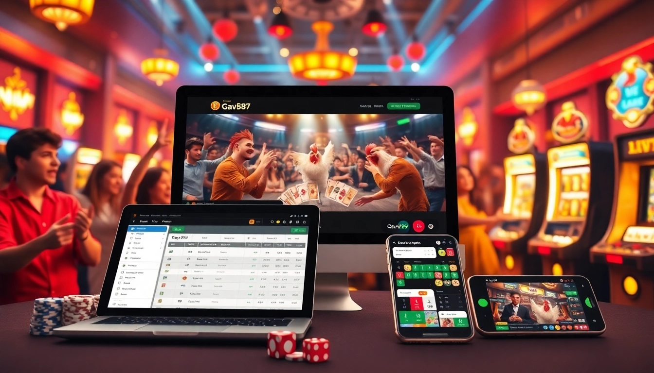 Engaging view of gavb79 đá gà with vibrant betting options and enthusiastic spectators in a live casino environment.