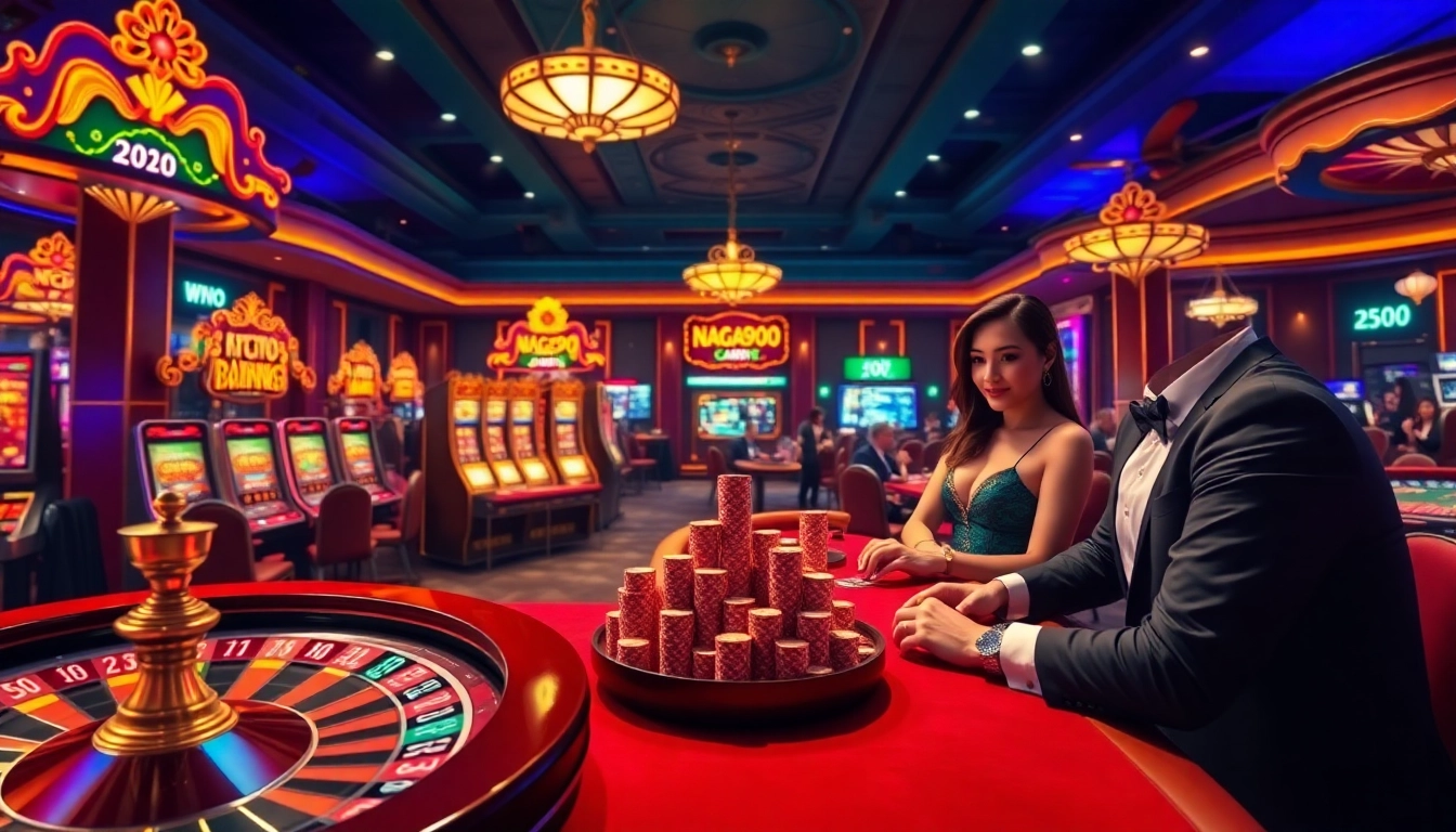 Naga99 players celebrating a jackpot win in a luxurious casino environment.