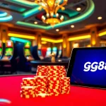 Experience the excitement of gambling with the gg88 apk showcasing vibrant slots and poker chips.