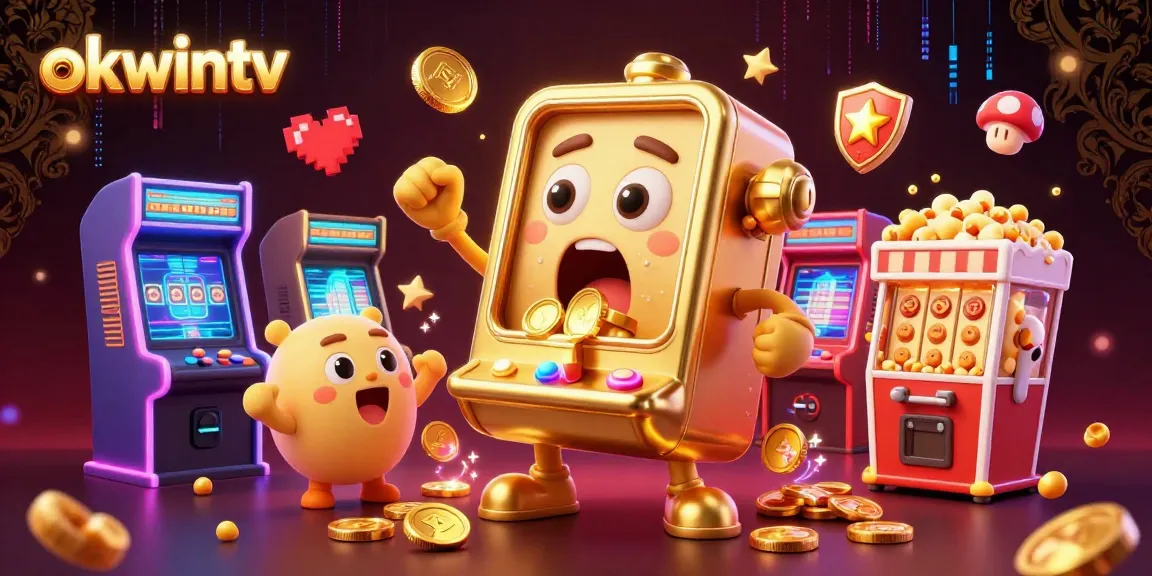 Experience the thrilling excitement of okwintv's gaming world as the golden slot machine celebrates its jackpot moment.